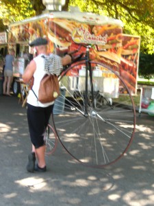 cell phone and penny-farthing...